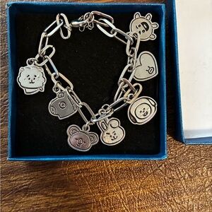 BT21- inspired Stainless Steel Charm Bracelet with Pendants K Pop